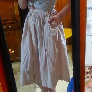 Striped button down long skirt with pockets